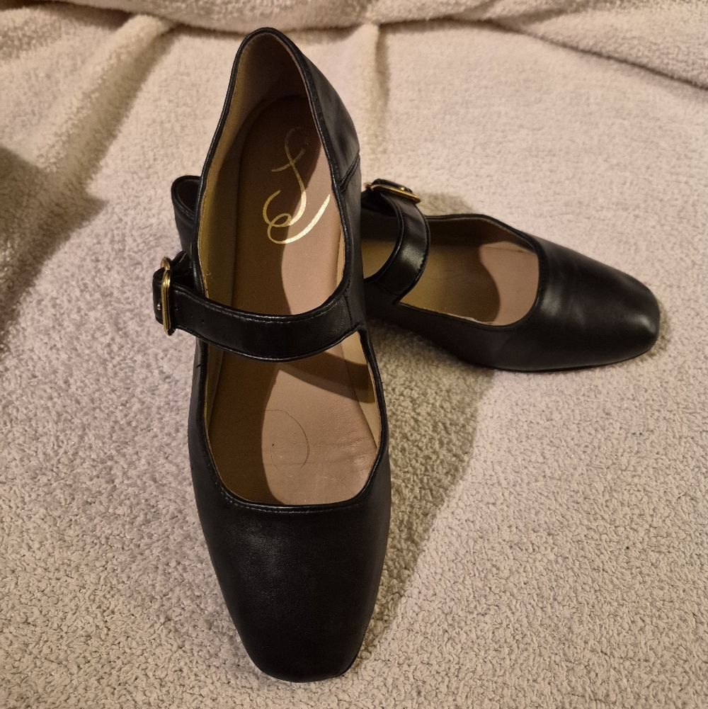 Sam Edelman Michaela Black Leather Mary Jane Flats 6.5M